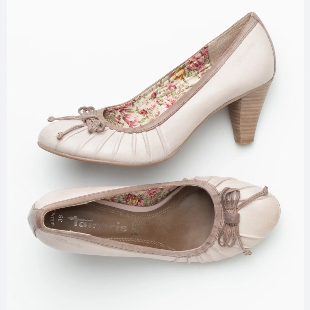 Tamaris Pump -Genuine Leather -Contrast trim-bow detail-floral lining -S… - Picture 11 of 16
